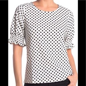Adrianna Papell / Tex B/W Polka Dot Cuff Blouse